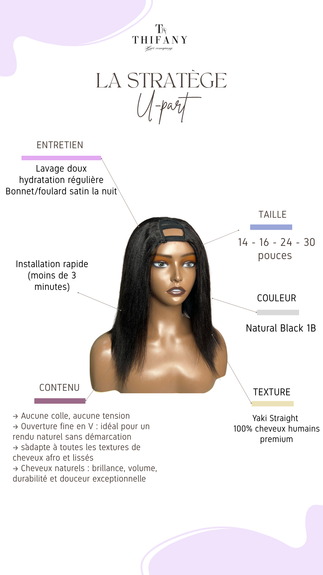 V Part Wig Yaki Straight - Thifany Hair Company